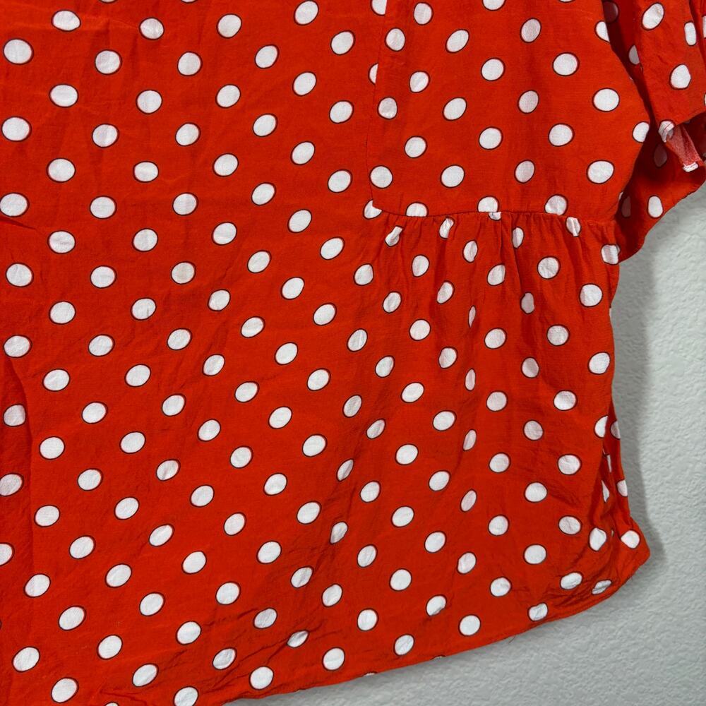 Boden Plus 18 Polka Dot Boxy Top Blouse Orange White Viscose Flutter Sleeves - Picture 5 of 7